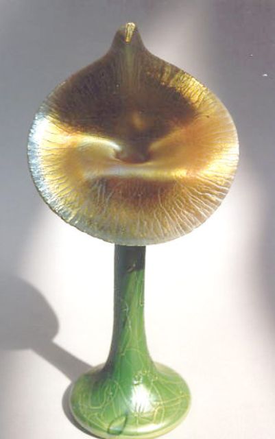 130 - Green Aurene Iridescent Vase