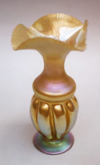 134 - Gold Aurene Iridescent Vase