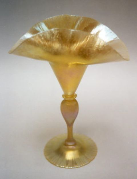 185 - Gold Aurene Iridescent Vase