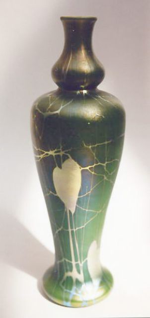 259 - Green Aurene Iridescent Vase