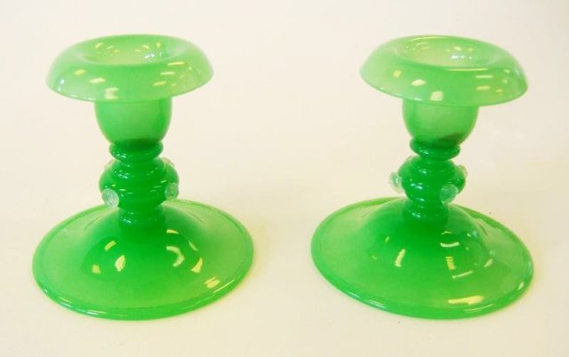 6384 - Green Jade Jade Candlestick