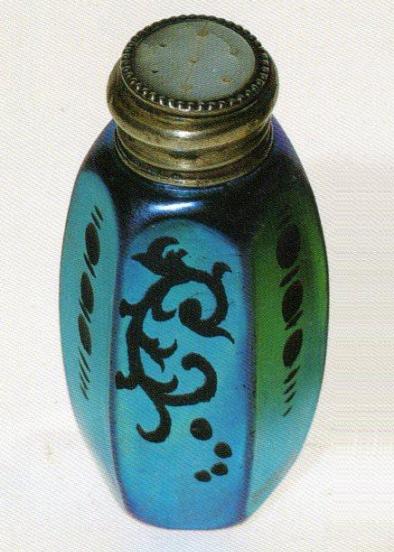 1234 - Blue Aurene Engraved Salt & Pepper