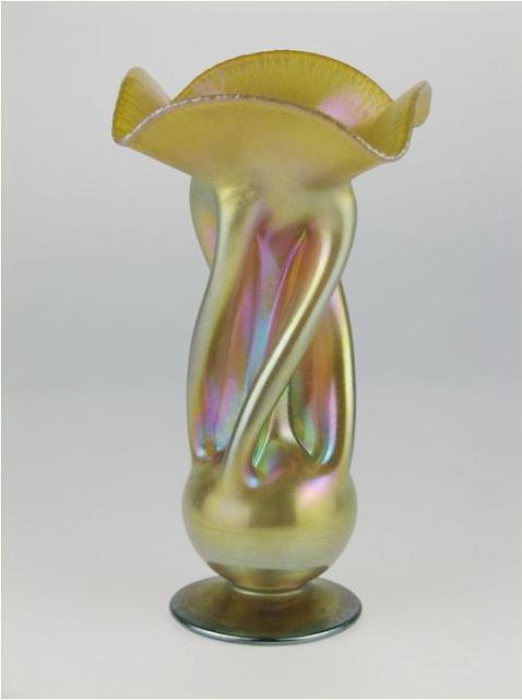 135 - Gold Aurene Iridescent Vase