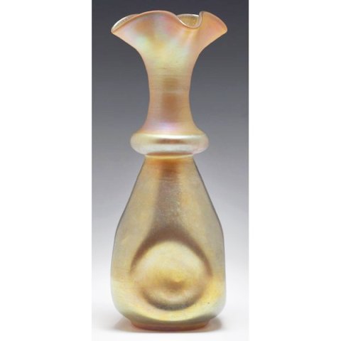 137 - Gold Aurene Iridescent Vase