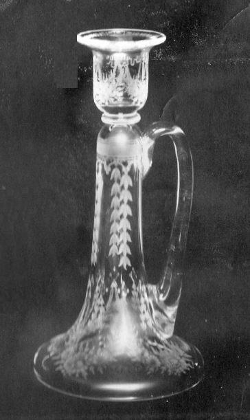 1496 - Colorless Engraved Candlestick