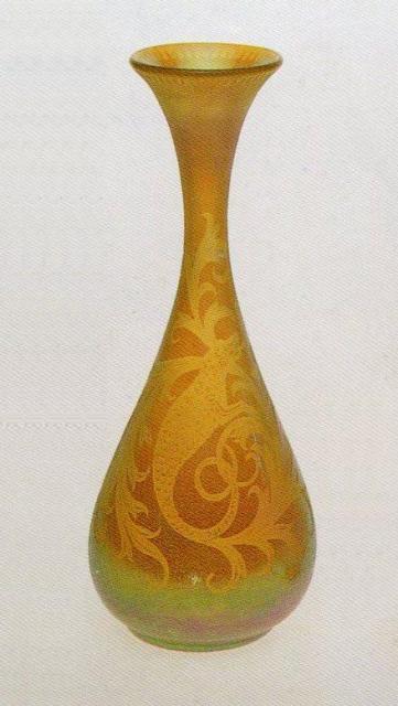 154 - Gold Aurene Engraved Vase