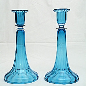 1617 - Celeste Blue Transparent Candlestick