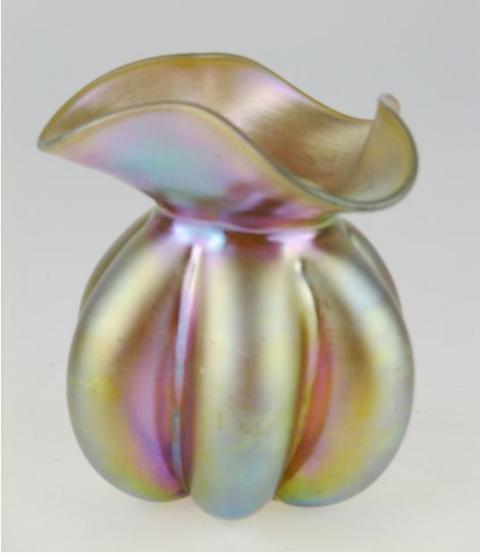 168 - Gold Aurene Iridescent Vase