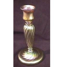 685 - Gold Aurene Iridescent Candlestick