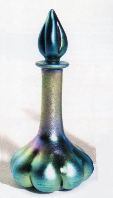 1813 - Blue Aurene Iridescent Decanter