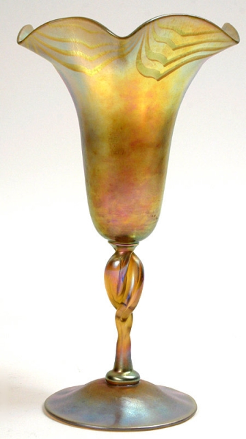 182 - Gold Aurene Iridescent Vase