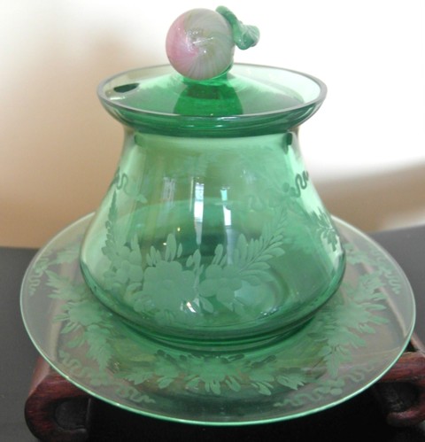 1830 - Pomona Green Engraved Jar