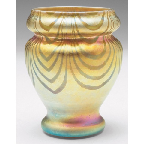 210 - Gold Aurene Iridescent Vase