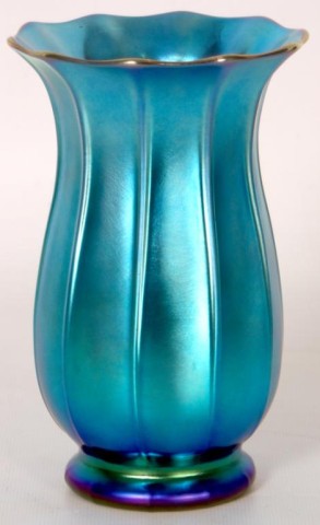 2230 - Blue Aurene Iridescent Shade Vase