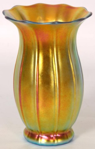 2230 - Gold Aurene Iridescent Shade Vase