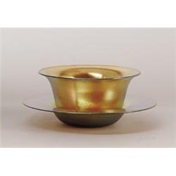 2361 - Gold Aurene Iridescent Fingerbowl & Underplate