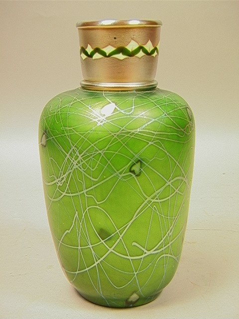 2461 - Green Aurene Iridescent Vase