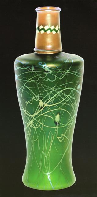 2466 - Green Aurene Iridescent Vase