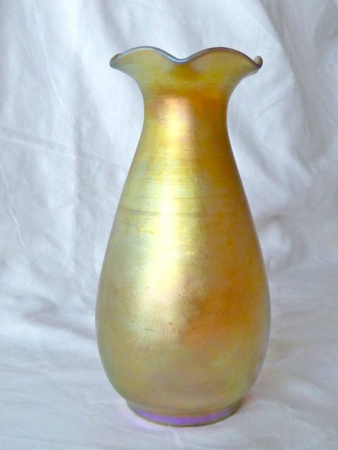 247 - Gold Aurene Iridescent Vase