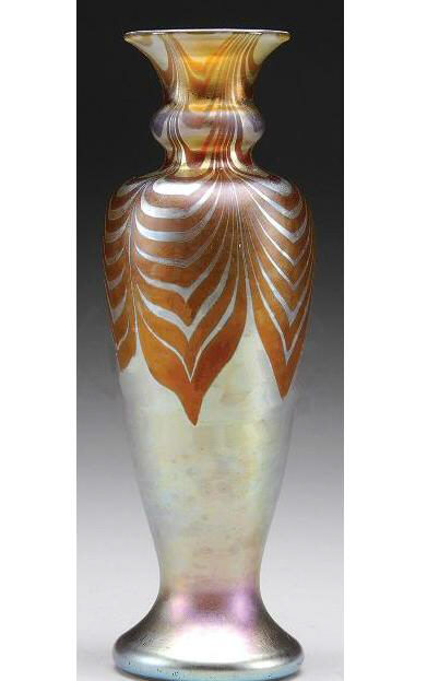 266 - Gold Aurene Iridescent Vase