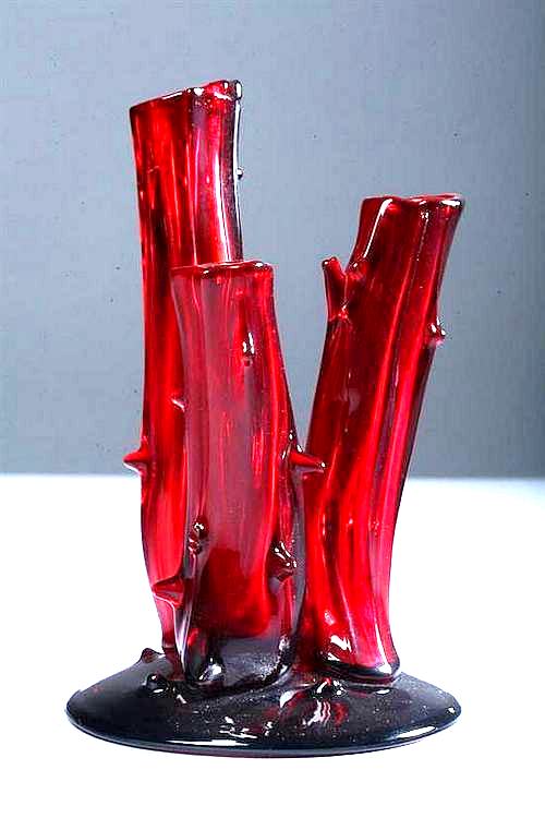 2744 - Selenium Red Transparent Vase