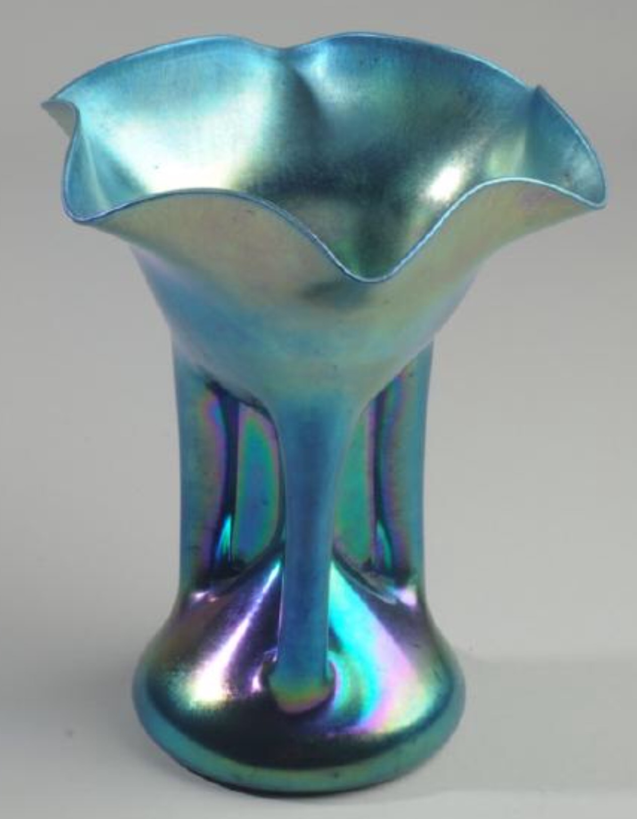 2763 - Blue Aurene Iridescent Vase