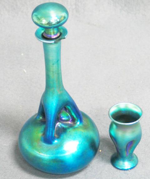 2769 - Blue Aurene Iridescent Decanter