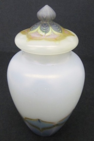 2812 - Alabaster Iridescent Covered Vase