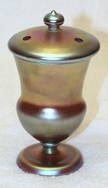 2824 - Gold Aurene Iridescent Covered Vase