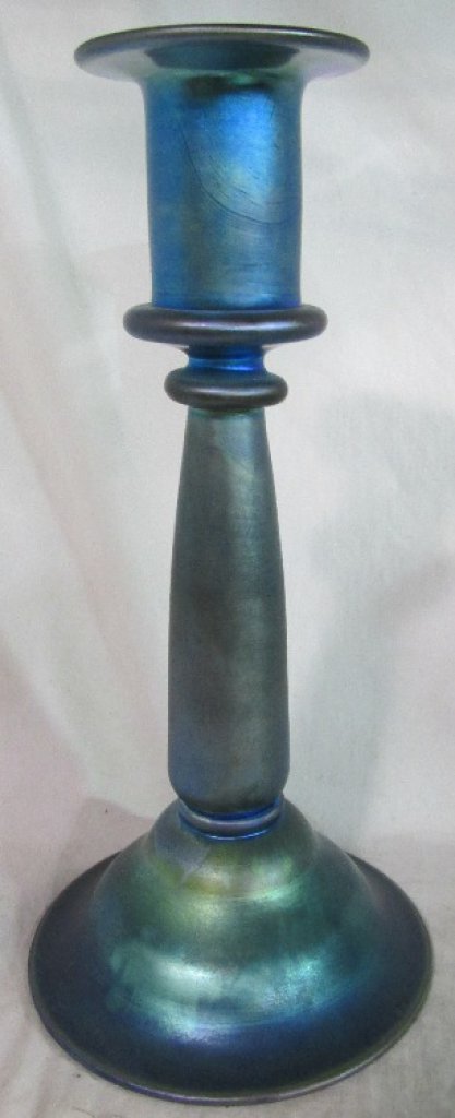 2933 - Blue Aurene Iridescent Candlestick