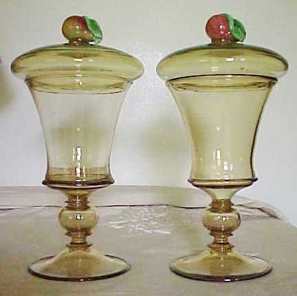 2945 - Amber Transparent Covered Vase