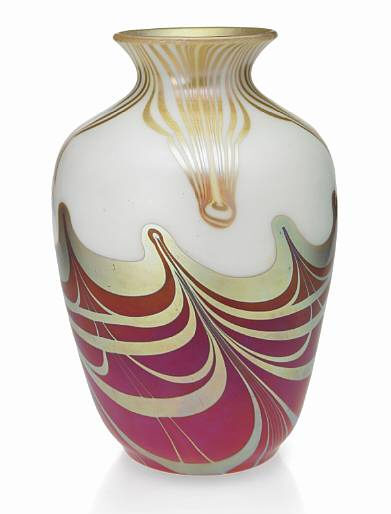 297 - Red Aurene Iridescent Vase