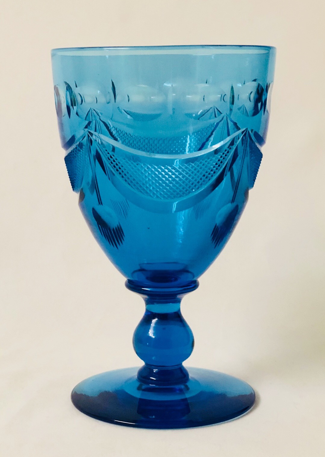 3086 - Celeste Blue Engraved Goblet