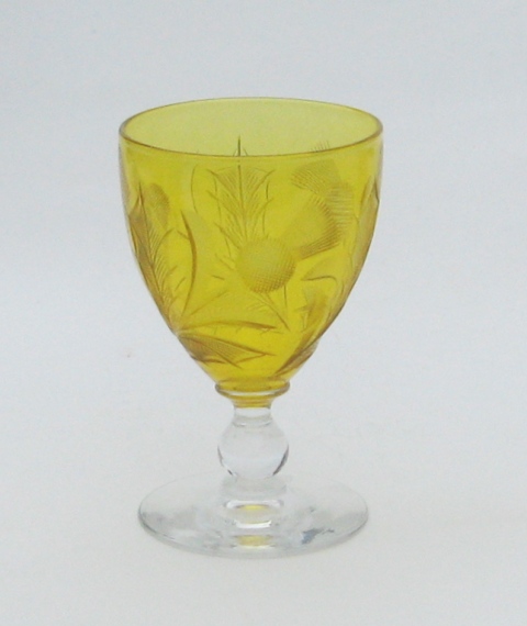 3086 - Bristol Yellow Engraved Goblet