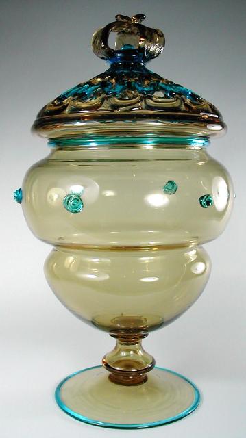 3109 - Amber Transparent Covered Vase