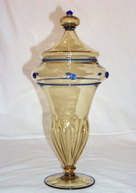 3113 - Amber Transparent Covered Vase