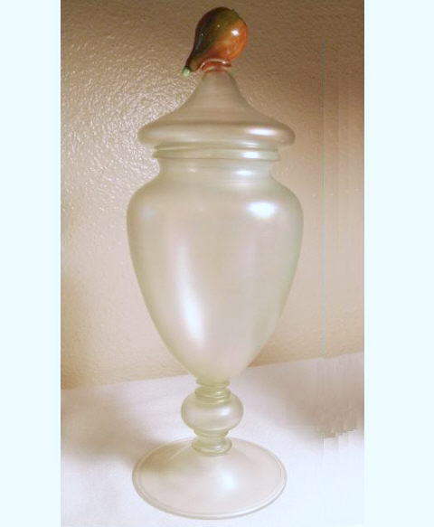3114 - Aqua Marine Iridescent Covered Vase