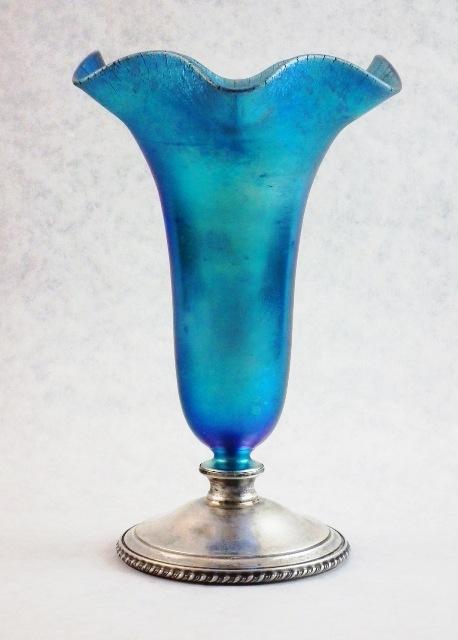 312 - Blue Aurene Iridescent Vase