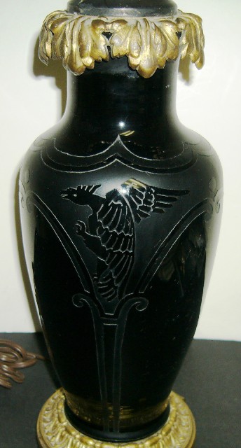 3273 - Mirror Black Acid Etched Vase/Lamp