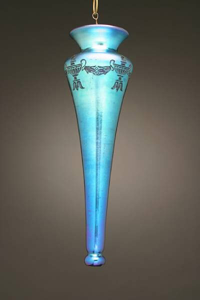 1812 - Blue Aurene Engraved Limousine Vase