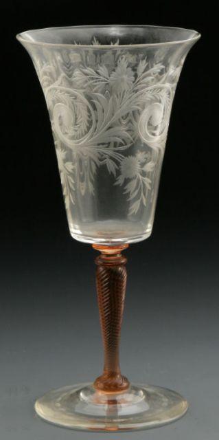 3551 - Colorless Engraved Goblet