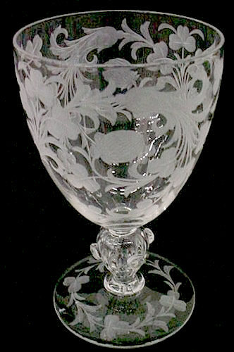 3602 - Colorless Engraved Goblet