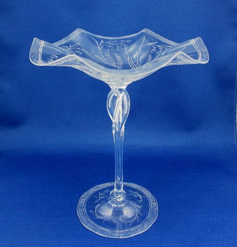 367 - Colorless Engraved Compote
