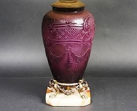 5000 - Plum Jade Acid Etched Vase/Lamp