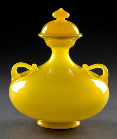 5021 - Yellow Jade Jade Covered Vase