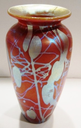 506 - Red Aurene Iridescent Vase