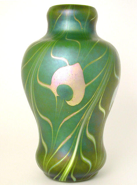 508 - Green Aurene Iridescent Vase