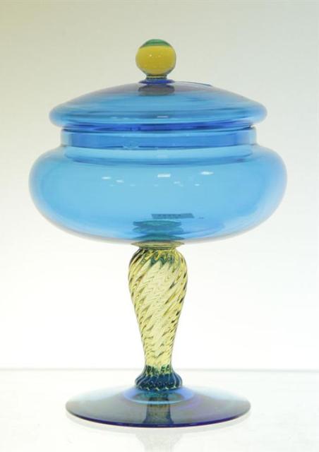 5128 - Celeste Blue Transparent Covered Vase