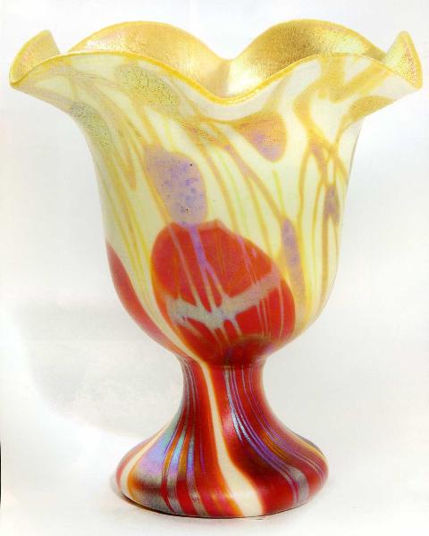 546 - Red Aurene Iridescent Vase