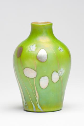 571 - Green Aurene Iridescent Vase